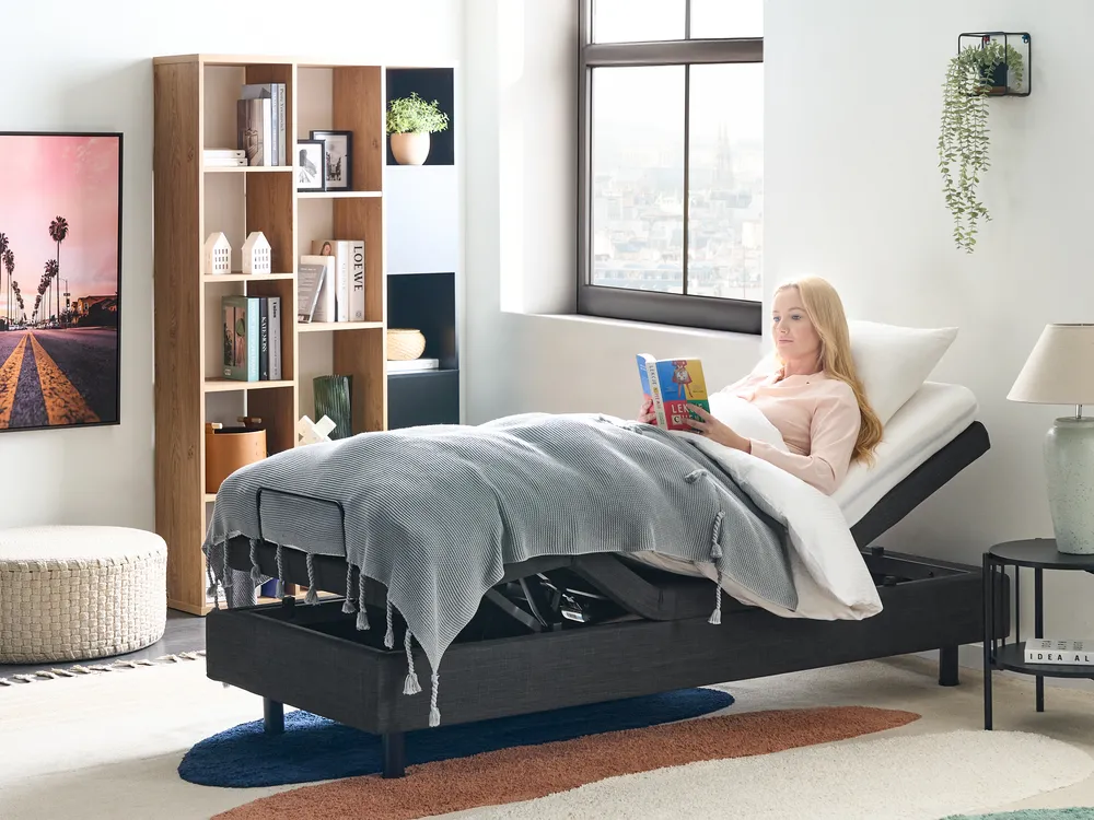 Verstellbares Bett ohne Kopfteil Stoff DUKE 80 x 200 cm Dunkelgrau_951783