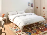 Bed without Headboard Metal VIRY 160 x 200 cm (EU King Size) Light Beige_1073043