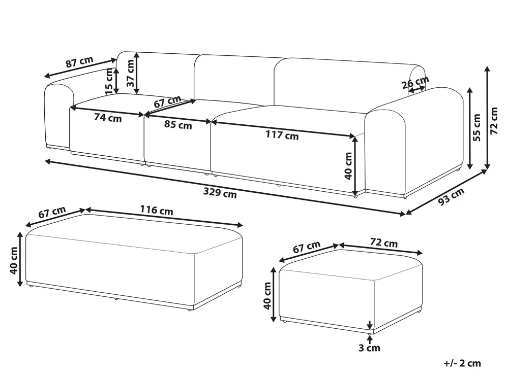 Garden Sofa with Ottoman 7 Seater BATTIFOLLO Modular Olive Green_933614