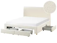 Bed with Storage Drawers SOUTRIN Boucle Off-White 160 x 200 cm (EU King Size)_993469