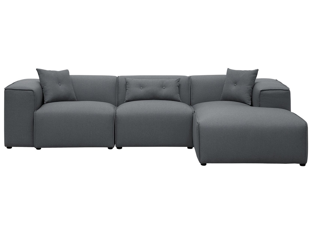 Left Hand Fabric Corner Sofa Dark Grey DOLVA Beliani