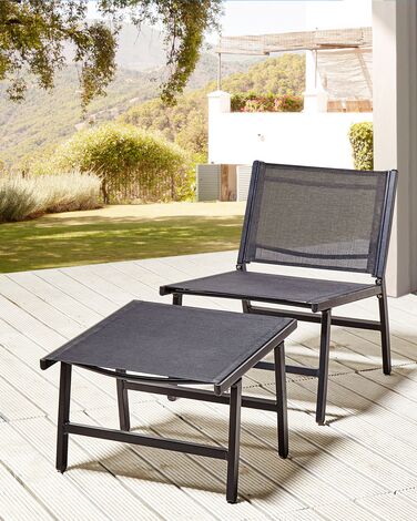 Garden Chair with Footrest Black MARCEDDI