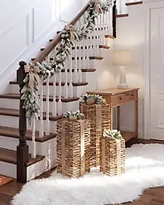 Zestaw 3 dekoracji świątecznych LED VALKAMA 54/45/30 cm Prezenty świąteczne Brązowy_1179475