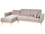 Corner Sofa Bed 3 Seater KAARINA Fabric Beige Right Hand_1095542