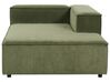 Left Hand 2 Seater Modular Corduroy Corner Sofa with Ottoman Green APRICA_895106