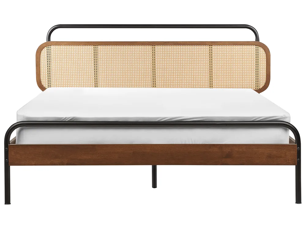 Bett mit Lattenrost Rattan BOUSSICOURT 160 x 200 cm Dunkelbraun_931137
