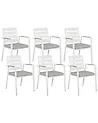 Set of 6 Garden Chairs with Cushions TAVIANO Metal Grey