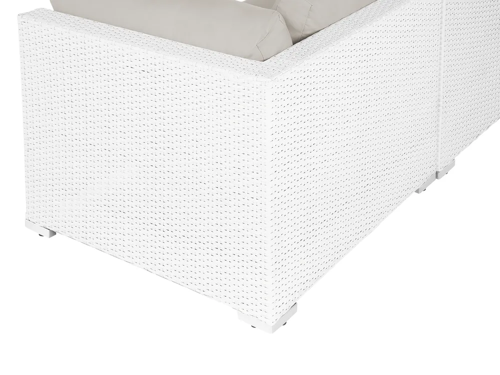Garden Corner Sofa with Table 4 Seater SANO Modular PE Rattan White Left Hand_741338