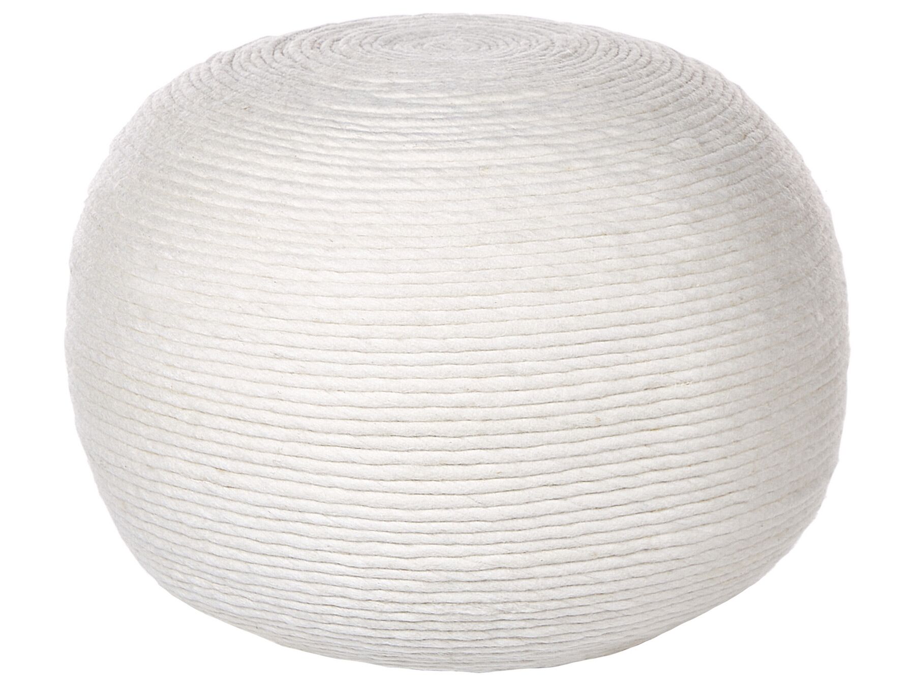 Wool Woven Pouffe White TAKHABI_887015