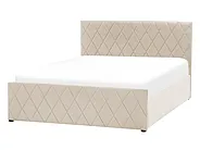 Bett mit Stauraum ROCHEFORT Samtstoff Beige 140 x 200 cm_857277