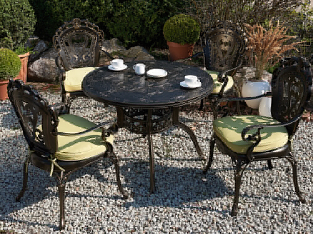 4 Seater Metal Garden Dining Set Brown SAPRI Beliani