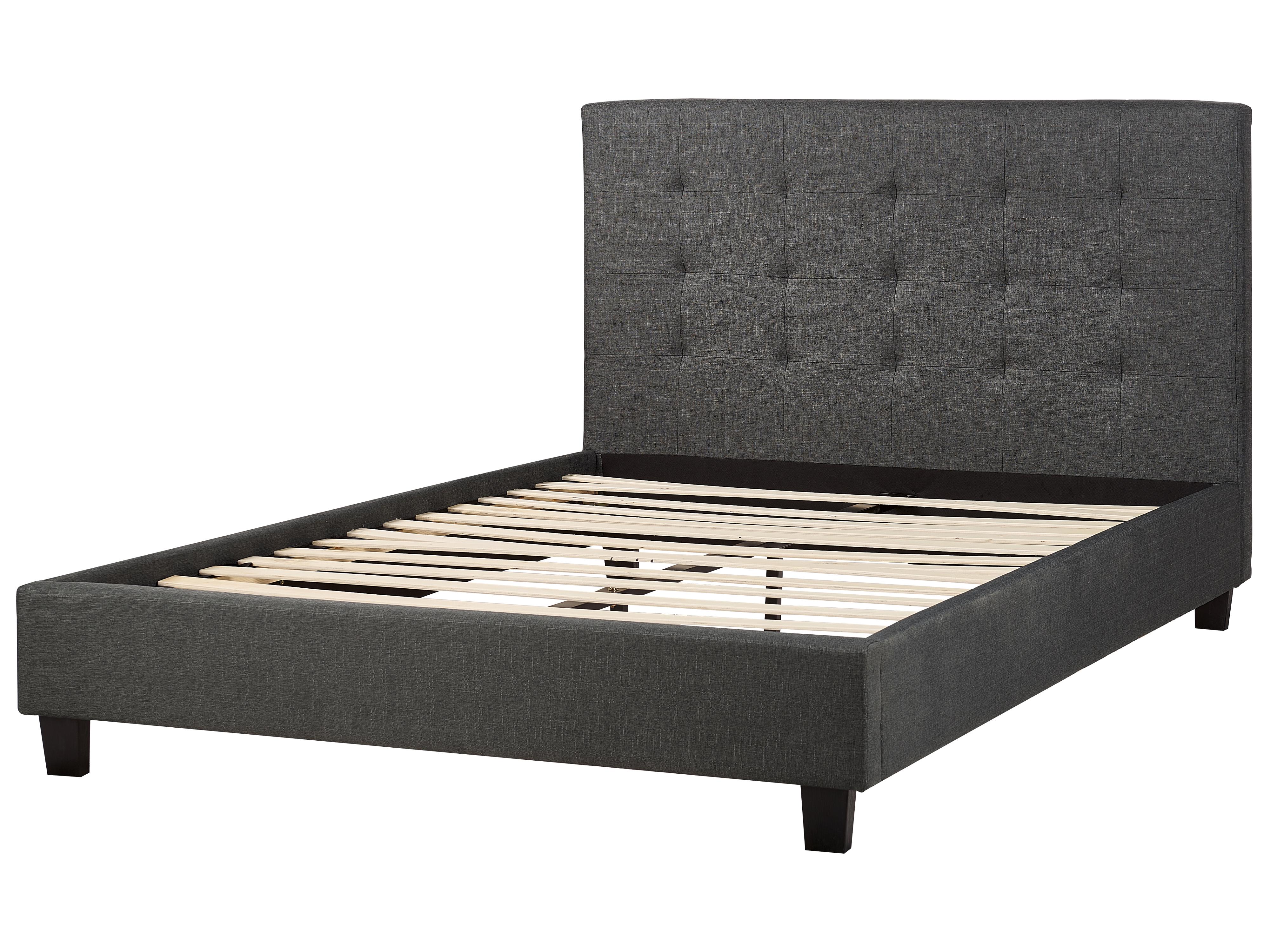 Cama Tecido LA ROCHELLE 140 x 200 cm Cinzento escuro_927568