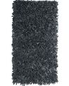 Teppich schwarz 80 x 150 cm Leder Shaggy MUT_848775