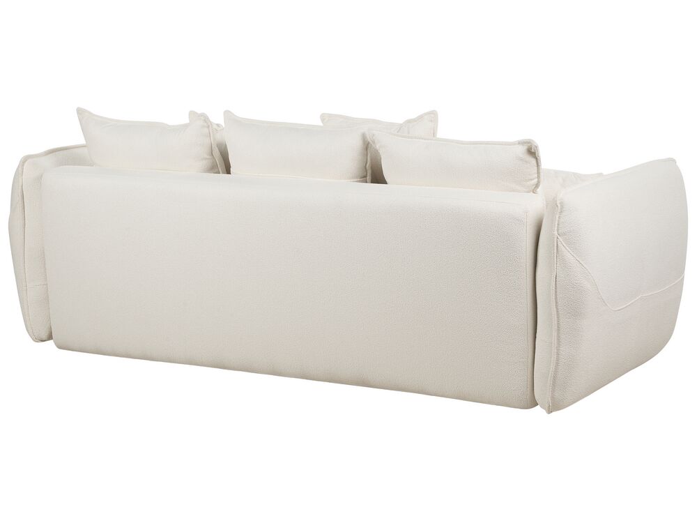 Boucle Sofa Bed with Storage Cream White VALLANES Beliani