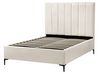 Cama con almacenaje de bouclé blanco crema 140 x 200 cm SEZANNE_939740