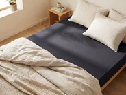 Coprimaterasso elasticizzato JANBU 90 x 200 cm Cotone Nero_845323