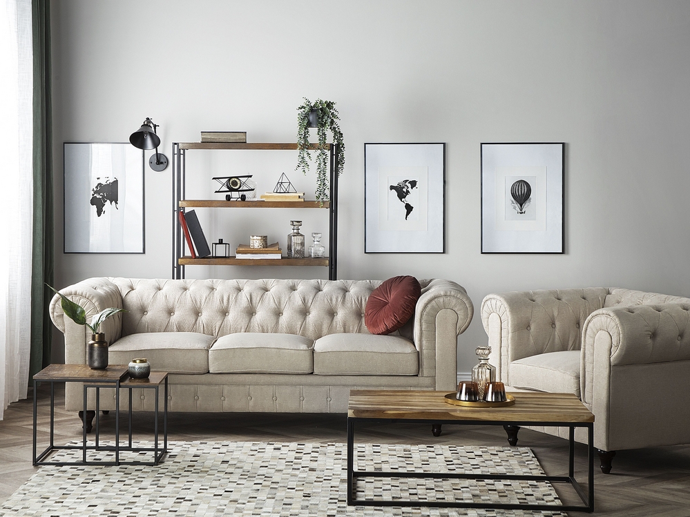 Beige chesterfield chair online