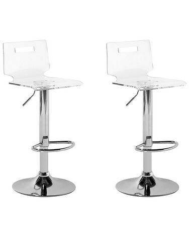 Sada dvoch barových stoličiek priehľadný biely plast MALTA