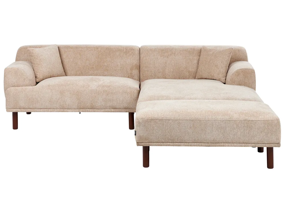 Corner Sofa 3 Seater HOLT with Ottoman Fabric Beige Left Hand_960632
