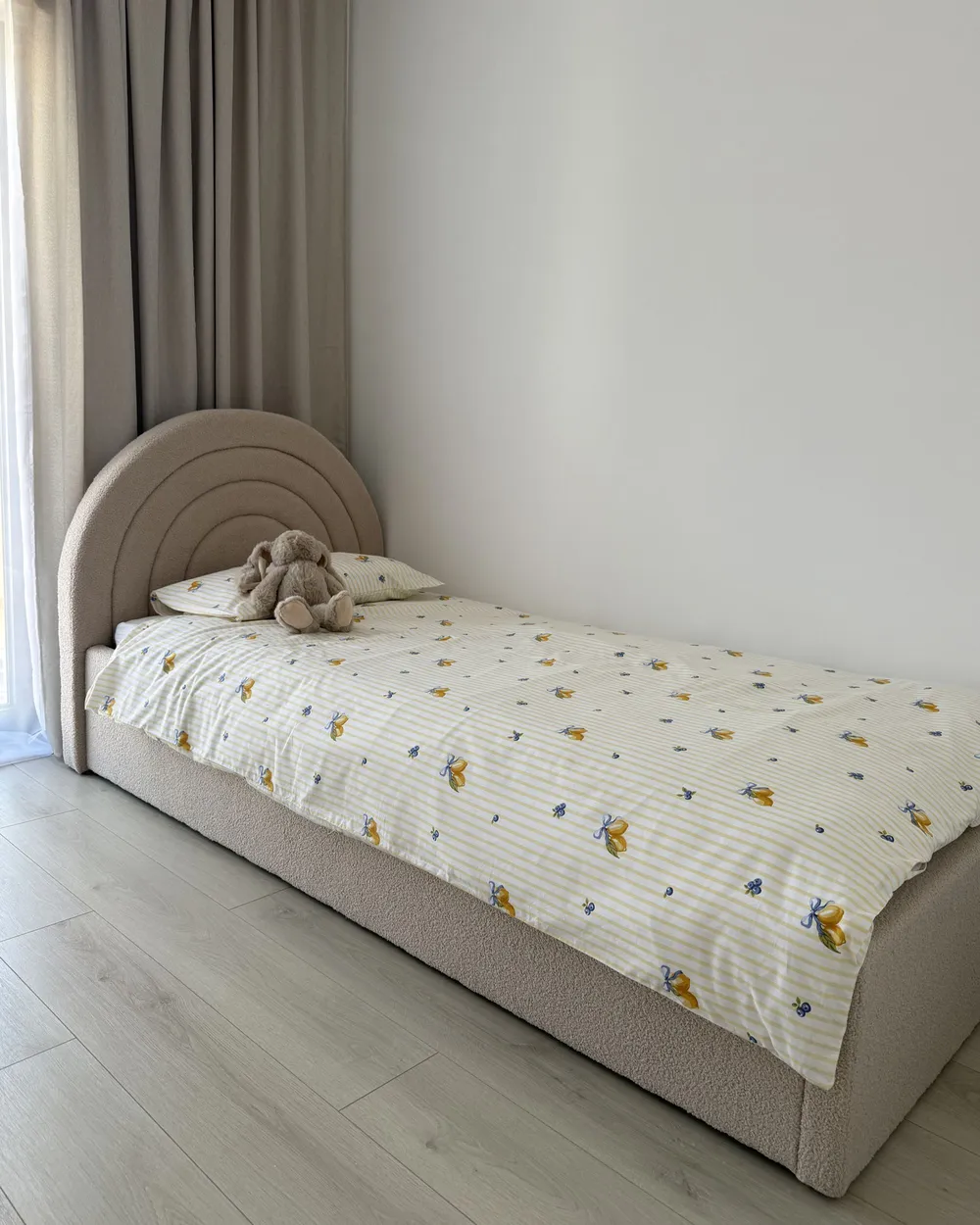 Kids Ottoman Bed ANET Boucle Beige 90 x 200 cm (EU Single)_1116665