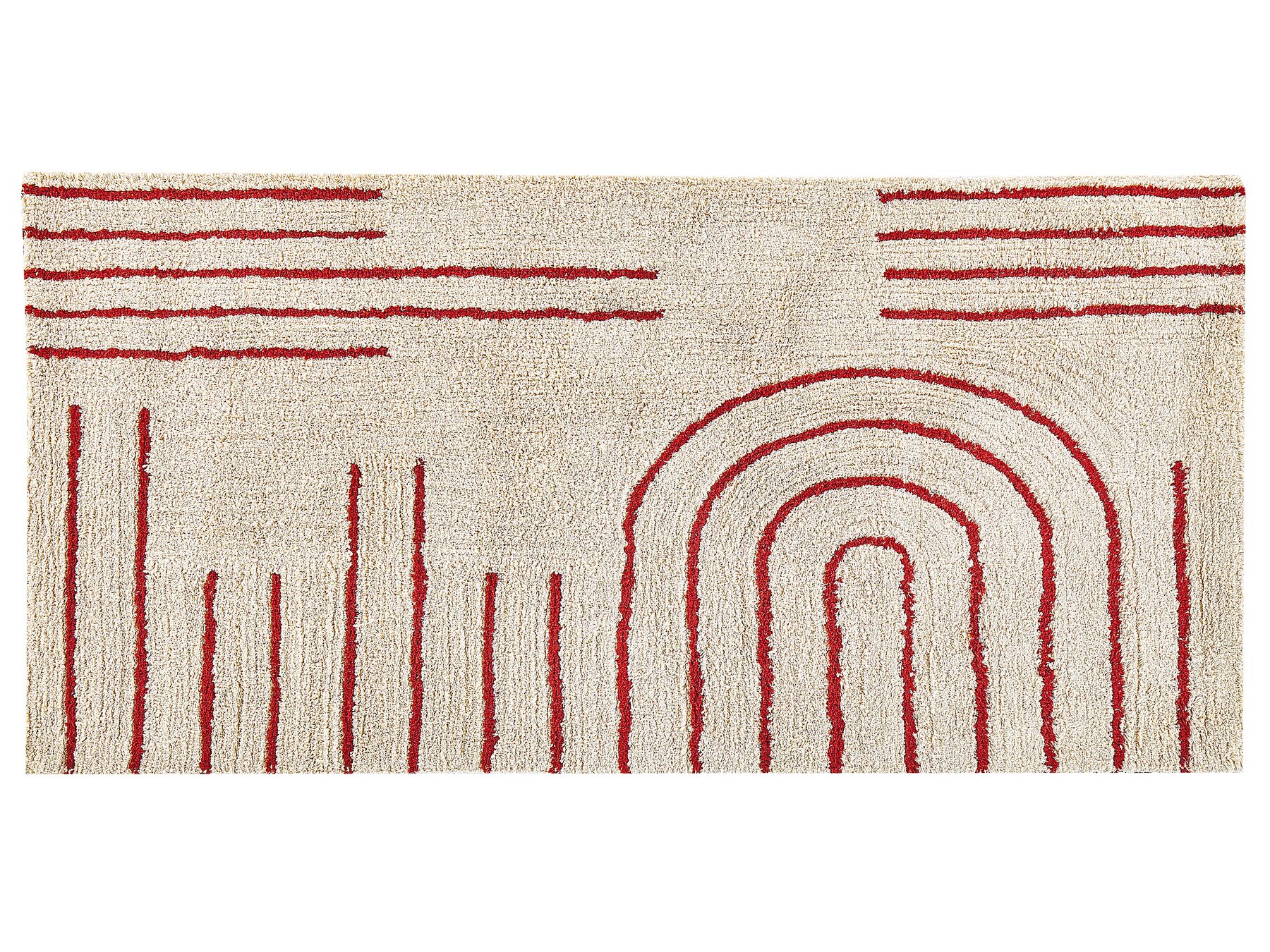 Bavlněný koberec 80 x 150 cm béžový/červený TIRUPATI_816814