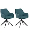 Set of 2 Dining Chairs Swivel JODAR Fabric Teal