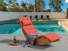 Acacia Wood Garden Sun Lounger Light with Cushion Red BRESCIA II_934503