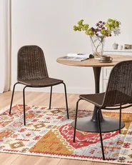 Set of 2 Dining Chairs ROXTON Rattan Dark Brown_1086610