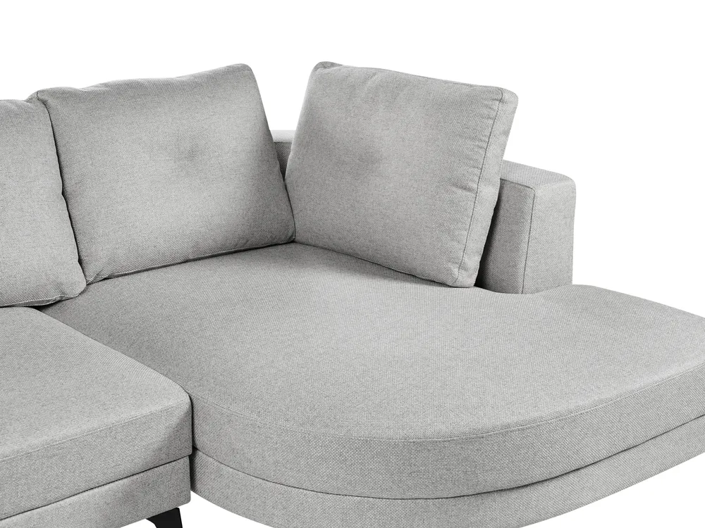 Corner Sofa 3 Seater YURI Faux Linen Grey Left Hand_1021558