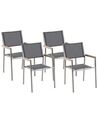 Conjunto de 4 sillas de jardín de poliéster/acero gris/plateado/madera clara GROSSETO_818399