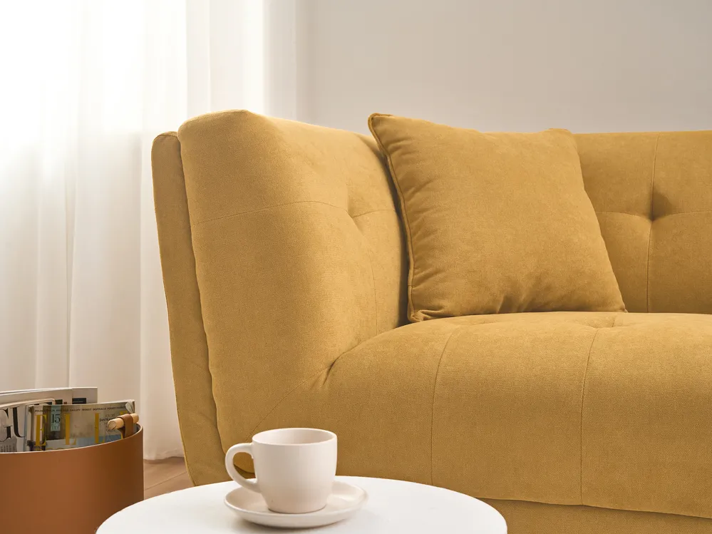 Sofa 2 Seater HABO with Ottoman Fabric Mustard_1077358