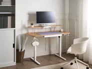 Biurko regulowane elektrycznie WILBANKS 120 cm 60 cm Z portem USB Jasny brąz/ biały_1031186