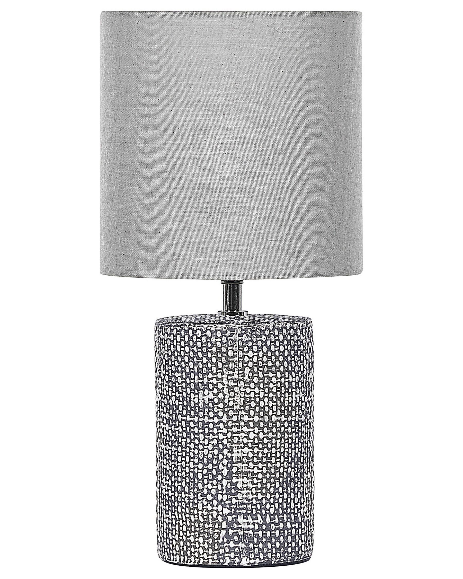 Tischlampe grau 43 cm Trommelform IDER_822360