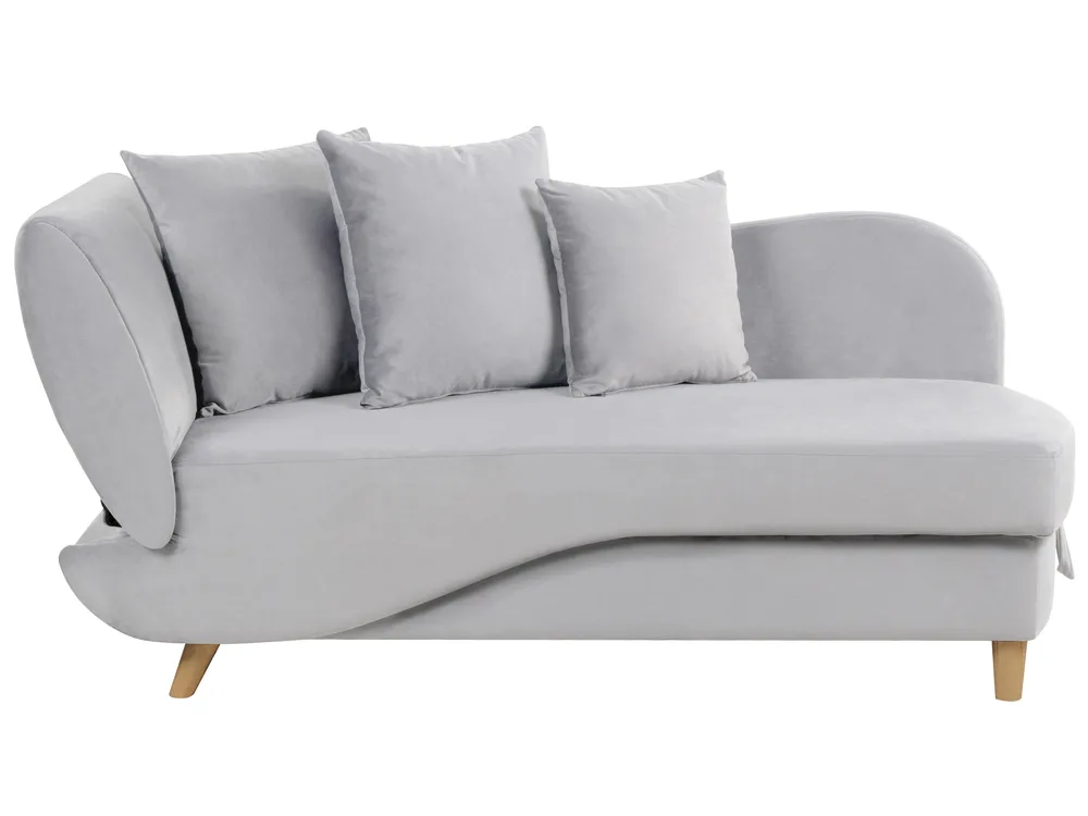 Left-Hand Chaise Longue MERI with Storage Velvet Light Grey