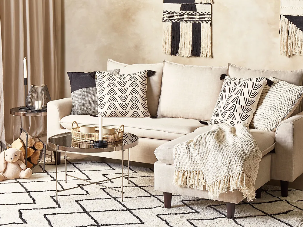Set di 2 cuscini MAYS 45 x 45 cm Cotone Bianco Trama geometrica_1179136