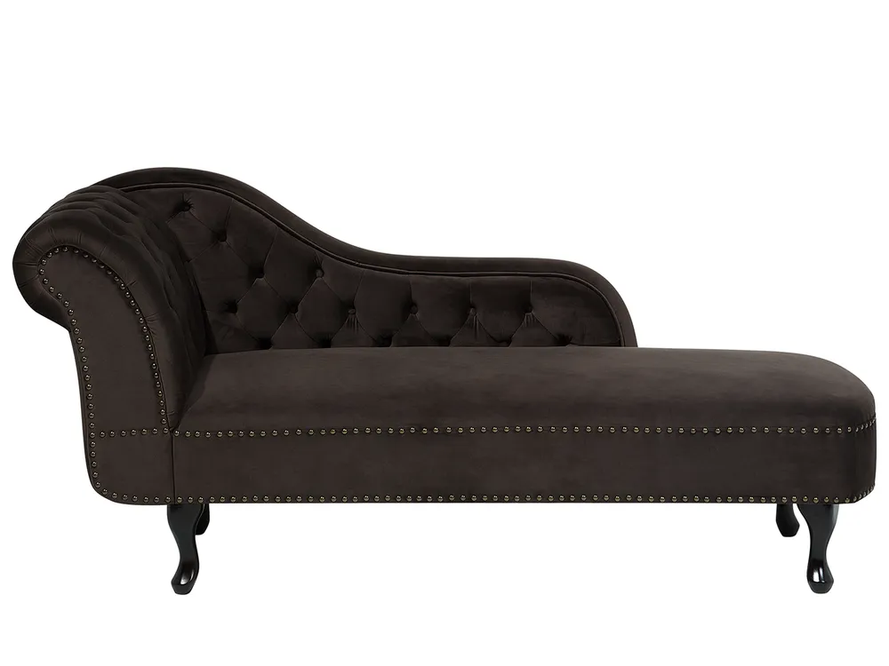 Left-Hand Chaise Lounge NIMES Velvet Dark Brown