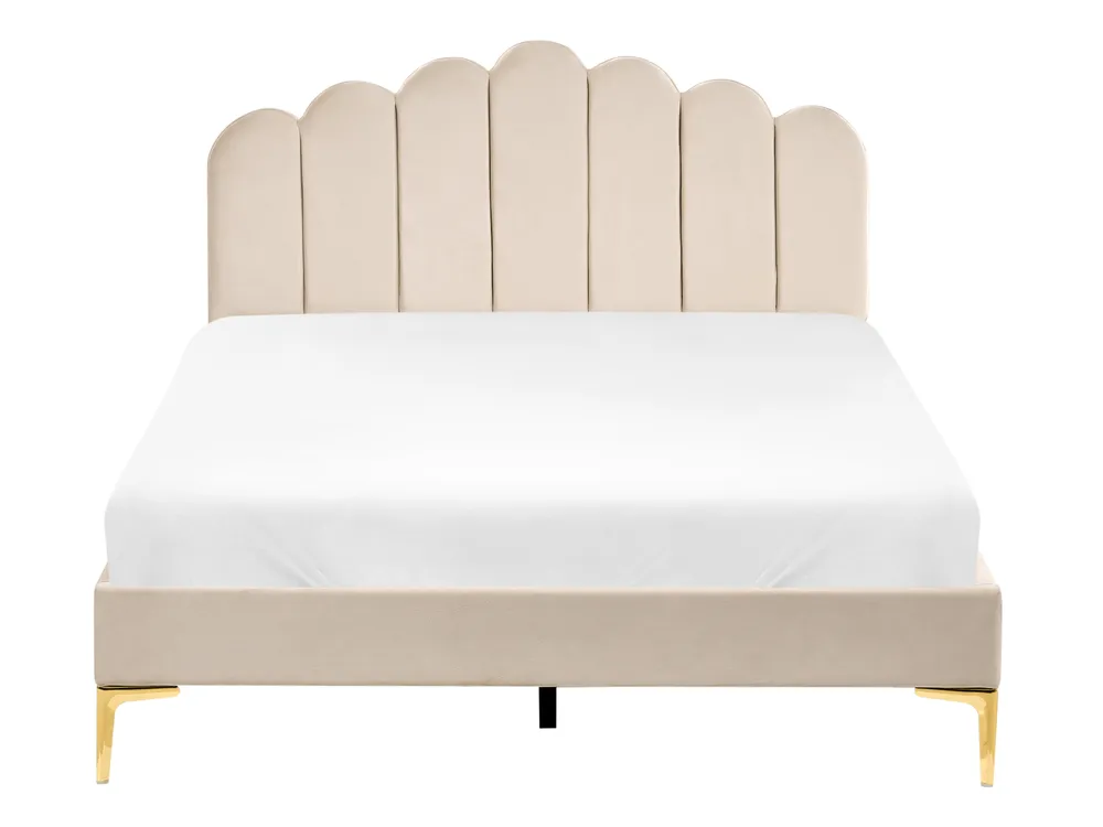 Lit avec sommier Velours SAUVIAN 140 x 200 cm Beige_1014403