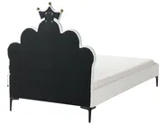 Cama infantil Coroa Veludo RUBIAN 90 x 200 cm Com luzes LED Branco_962146