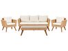 Lounge Set Rattan hellbraun 5-Sitzer Auflagen cremeweiß VITTORIA XL_928509