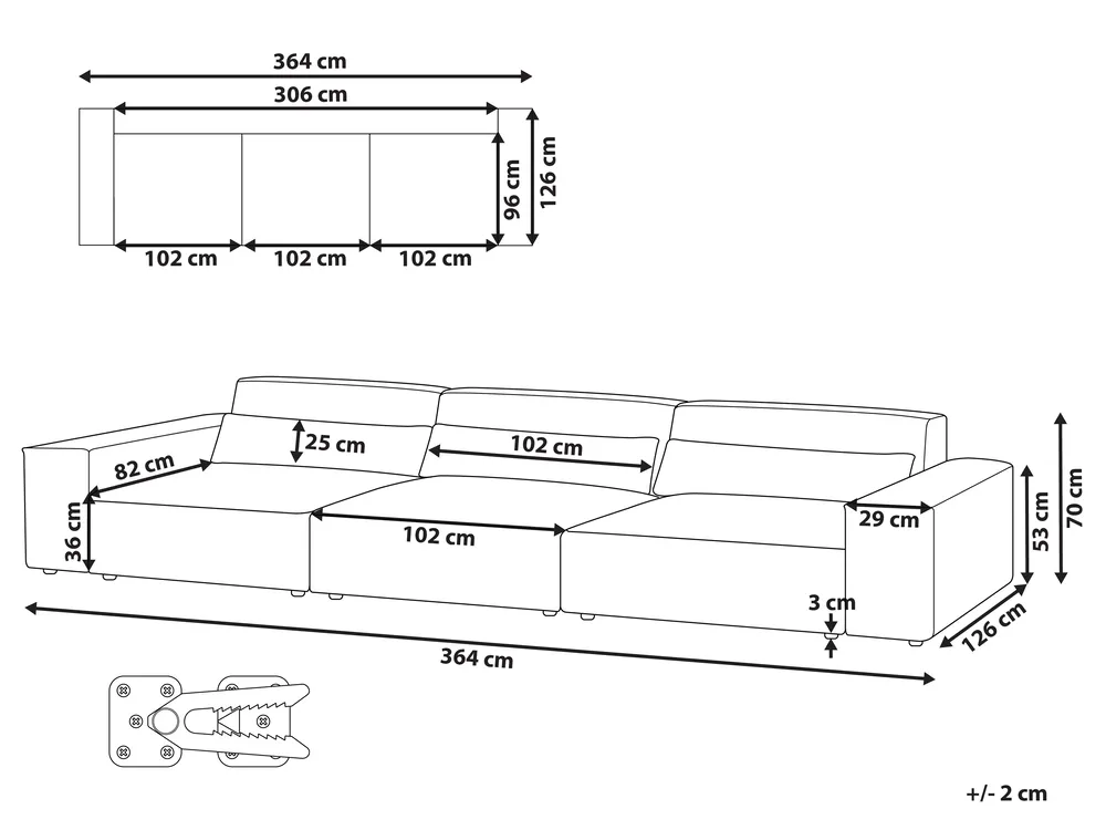 Modular Sofa 3 Seater HELLNAR Velvet Light Beige_911006