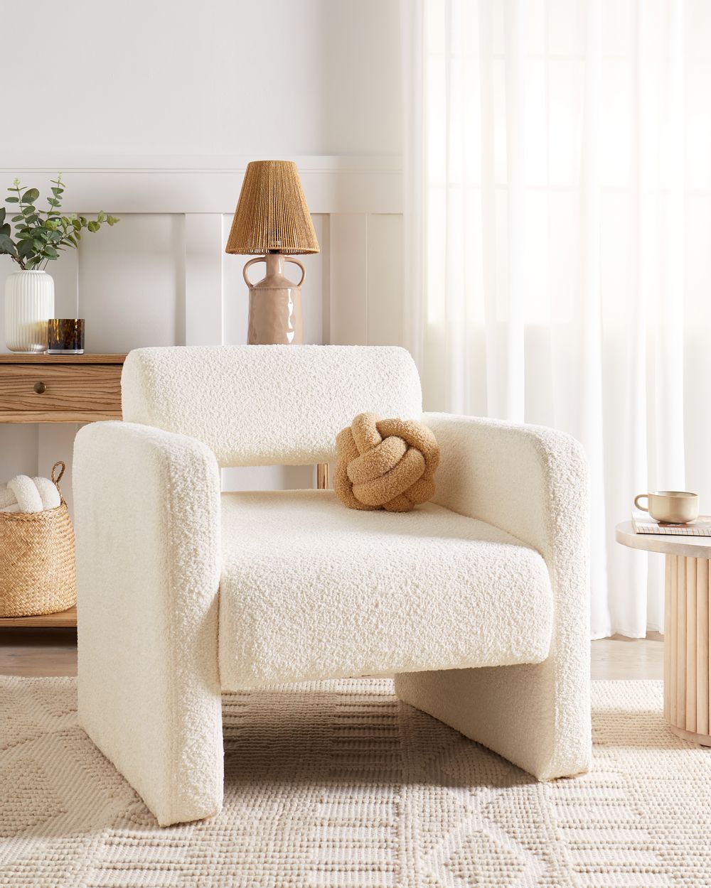 off white armchair