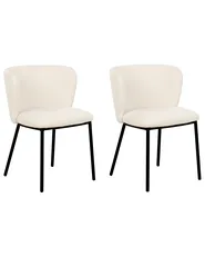 Set of 2 Dining Chairs MINA Boucle Off-White_887325