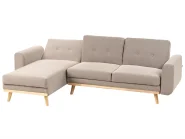 Corner Sofa Bed 3 Seater KAARINA Fabric Light Brown Right Hand_1100028