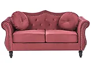 Sofa dla 2 osób SKIEN II Welur Bordowy_1171130