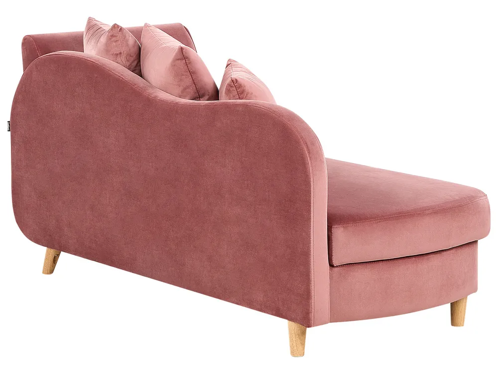 Beliani Chaise Longue In Velluto Rosa Con Schienale E Poggiapiedi Regolabili - Imbottita, Gambe Stabili, Design Moderno