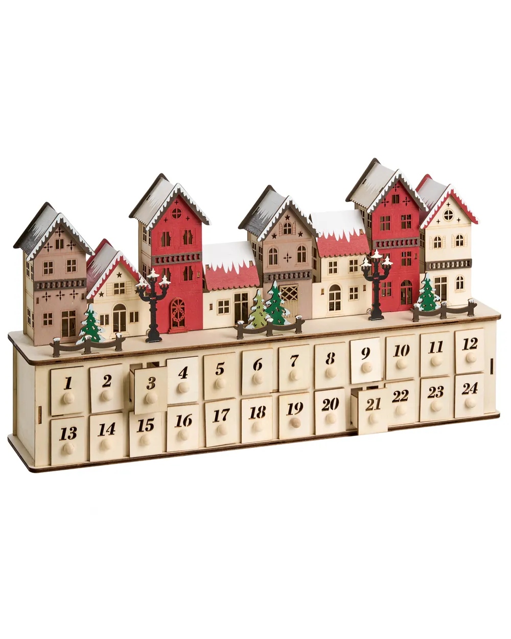 Decorazione natalizia LED VISTERFLO 24 cm Calendario dell'Avvento Marrone chiaro_1017222