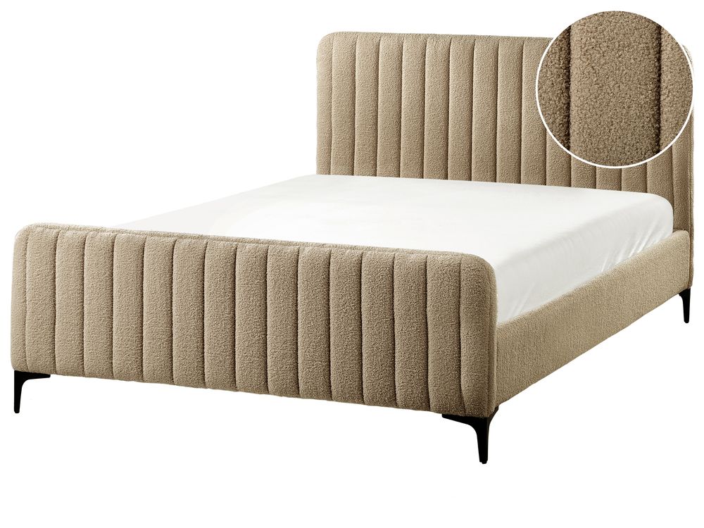 Lit avec sommier Bouclé LUNAN 140 x 200 cm Taupe