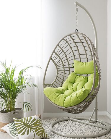 PE Rattan Hanging Chair with Stand Taupe Beige ARPINO