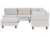 5 Seater Left Hand Modular Fabric Corner Sofa with Ottomane Light Beige UNSTAD_925407