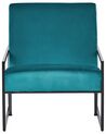 Fauteuil en velours bleu paon DELARY_934750